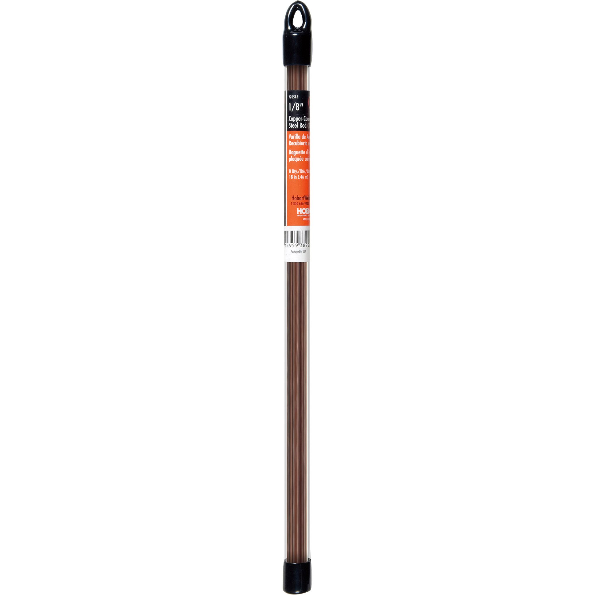 Hobart Brazing Rods, Copper-Coated Steel — 1/8in. Dia. x 18in.L, 1-Lb. Tube, Model# 770513